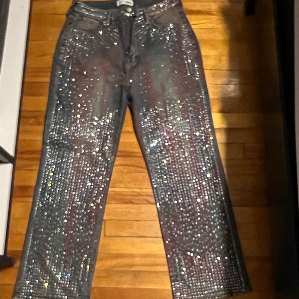 Fashion Nova Glittering Wide Leg Jeans